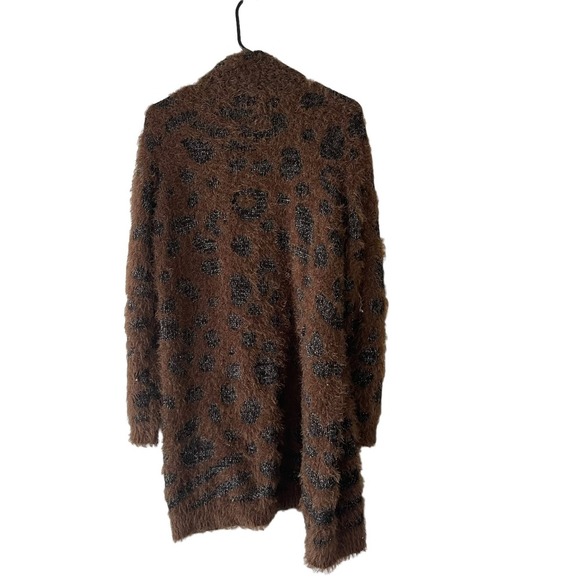Bydesign Women's Size Large Brown Fuzzy Leopard Print Open Front Cardigan - Picture 5 of 7